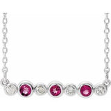 Platinum Natural Pink Tourmaline & .08 CTW Natural Diamond Bezel-Set 16-18" Necklace