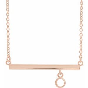 14K Rose 3 mm Round Bezel-Set 16" Bar Necklace Mounting