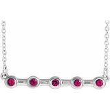 14K White Lab-Grown Ruby Bezel-Set Bar 18" Necklace