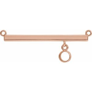 14K Rose 3 mm Round Bezel-Set Bar Necklace Center