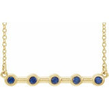 14K Yellow Natural Blue Sapphire Bezel-Set Bar 18" Necklace