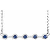 Sterling Silver Natural Blue Sapphire Bezel-Set Bar 16" Necklace
