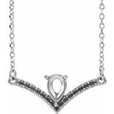 Sterling Silver Accented V 16" Necklace Mounting