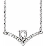 Platinum 6x4 mm Pear .06 CTW Natural Diamond Semi-Set V 16" Necklace