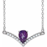 Sterling Silver Natural Amethyst & .06 CTW Natural Diamond 16" Necklace