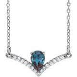Sterling Silver Lab-Grown Alexandrite & .06 CTW Natural Diamond 16" Necklace