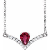 Sterling Silver Natural Ruby & .06 CTW Natural Diamond 16" Necklace