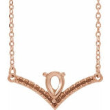 14K Rose Accented V 16" Necklace Mounting
