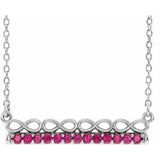 Platinum Natural Ruby Infinity-Inspired Bar 16" Necklace