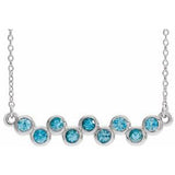 Sterling Silver Natural Blue Zircon Bezel-Set Bar 16-18" Necklace