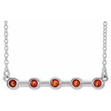 14K White Natural Citrine Bezel-Set Bar 18" Necklace