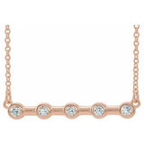 14K Rose 1/6 CTW Natural Diamond Bezel-Set Bar 18" Necklace