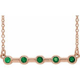14K Rose Lab-Grown Emerald Bezel-Set Bar 16" Necklace