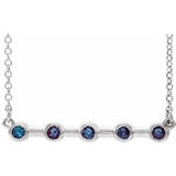 14K White Natural Alexandrite Bezel-Set Bar 16" Necklace