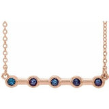 14K Rose Natural Alexandrite Bezel-Set Bar 18" Necklace