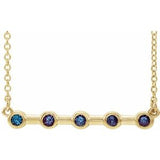 14K Yellow Natural Alexandrite Bezel-Set Bar 18" Necklace
