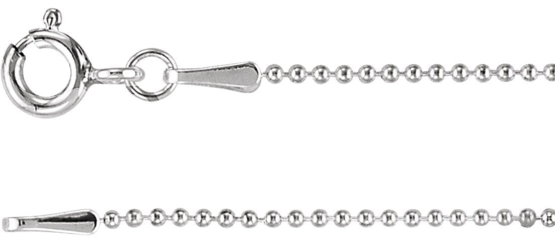Sterling Silver 1 mm Hollow Bead 18" Chain