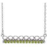 Platinum Natural Peridot Infinity-Inspired Bar 18" Necklace