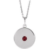 Sterling Silver Lab-Grown Ruby Disc 16-18" Necklace