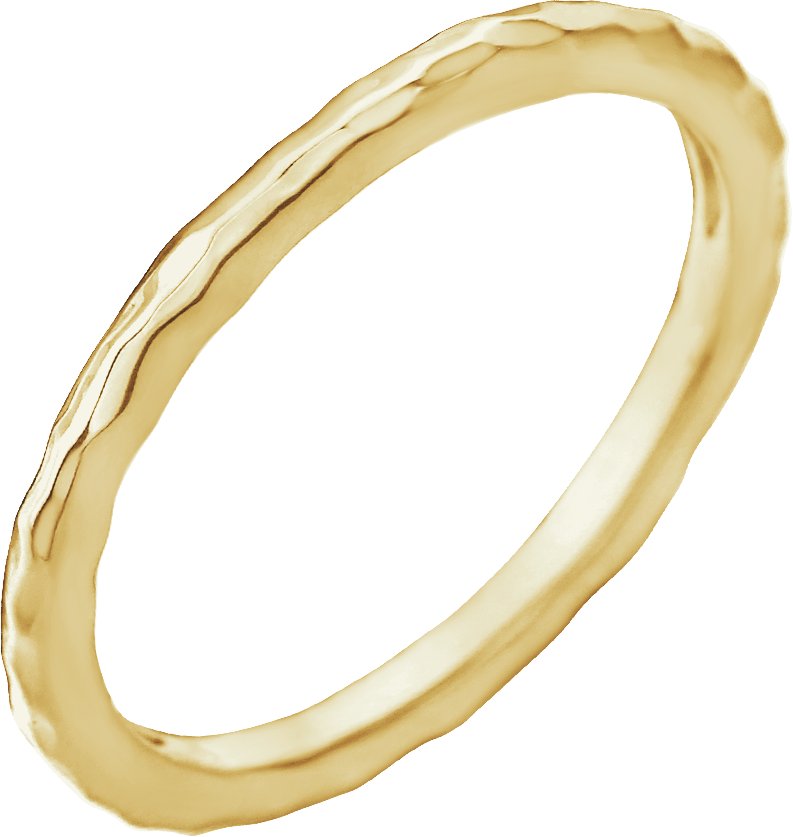 14K Yellow Gold 1.6 mm Hammered Stackable Ring Size 7