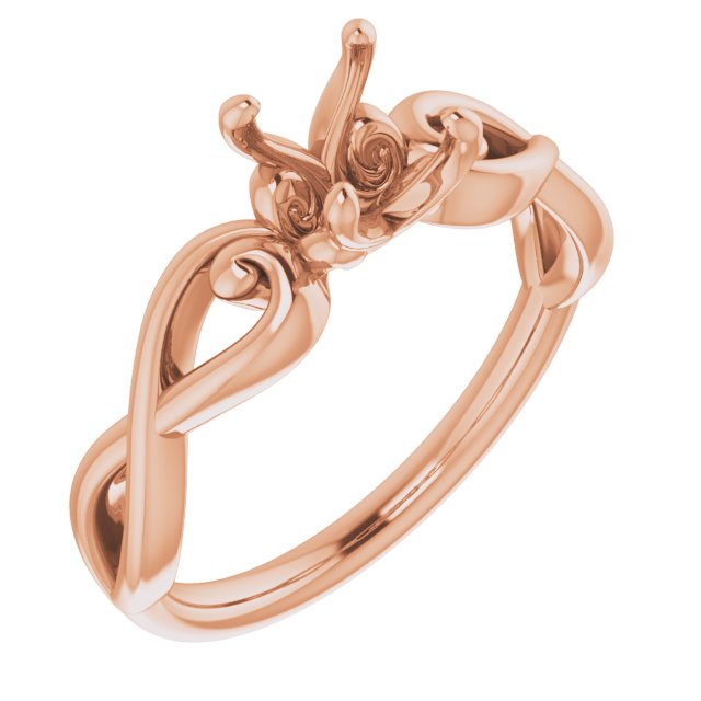 10K Rose6 mm Round Ring Mounting