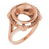14K Rose10 mm Round Ring Mounting