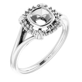 18K White5 mm Cushion Ring Mounting