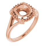14K Rose6 mm Cushion Ring Mounting