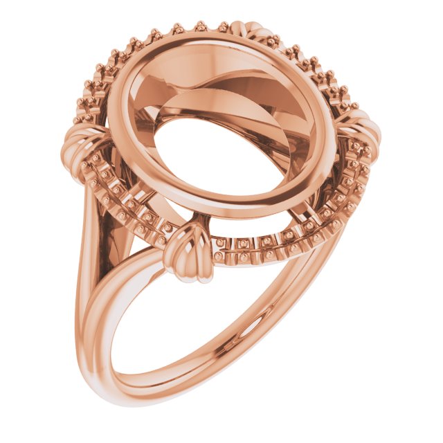 14K Rose11x9 mm Oval Ring Mounting