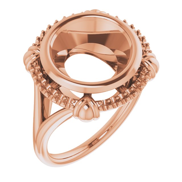 14K Rose11 mm Round Ring Mounting