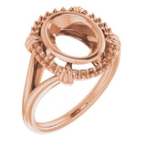 18K Rose9x7 mm Oval Ring Mounting
