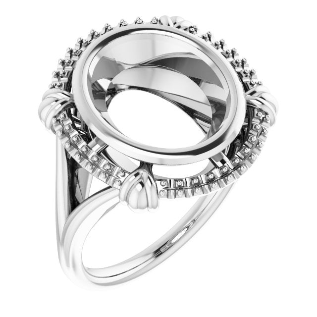 10K White12x10 mm Oval Ring Mounting