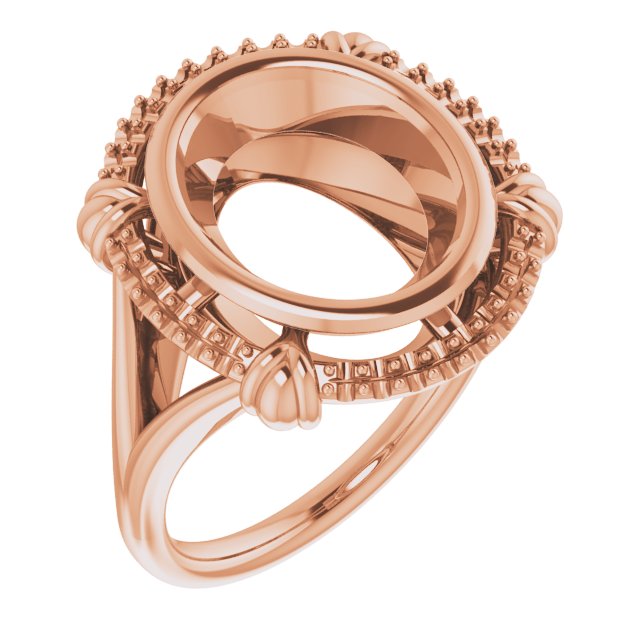 14K Rose12x10 mm Oval Ring Mounting