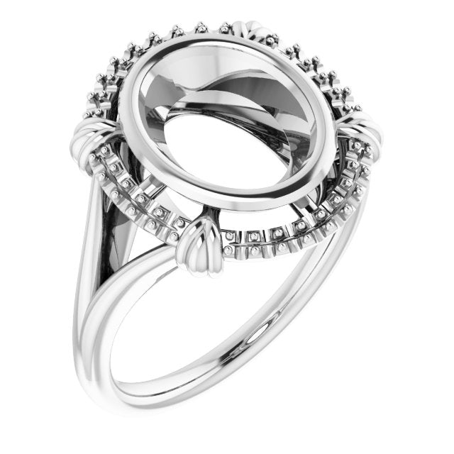 10K White10x8 mm Oval Ring Mounting