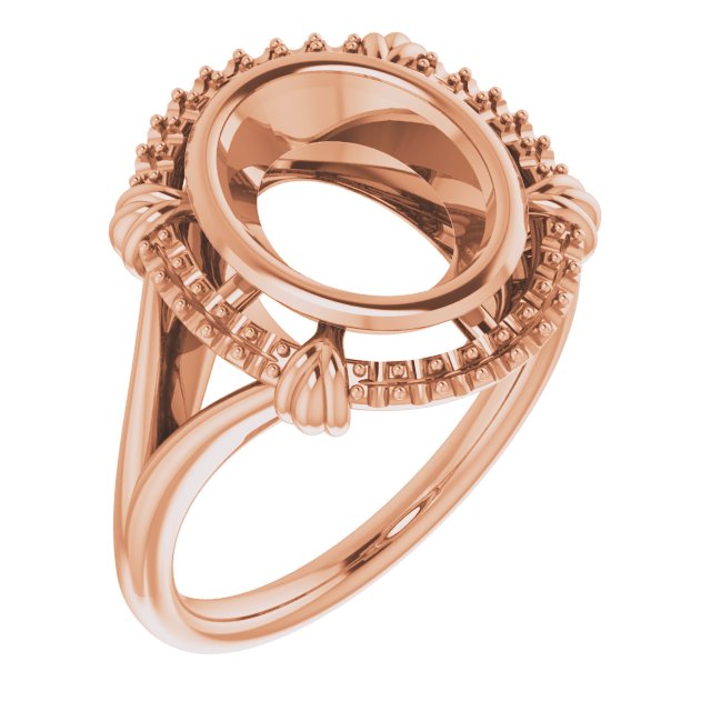 14K Rose10x8 mm Oval Ring Mounting