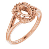 10K Rose6x4 mm Oval Ring Mounting