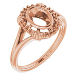 18K Rose7x5 mm Oval Ring Mounting