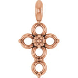 14K Rose 2 mm Round Cross Pendant Mounting