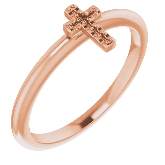 14K Rose Accented Stackable Cross Ring Mounting