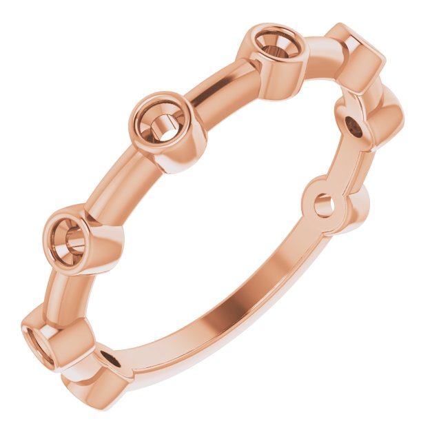14K Rose Bezel-Set Bar Ring Mounting