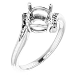 14K White7.4 mm Round Ring Mounting
