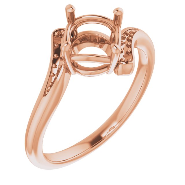 14K Rose7 mm Round Ring Mounting