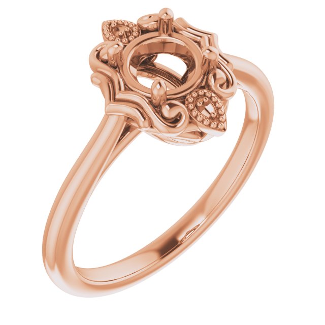 10K Rose5.5 mm Round Ring Mounting