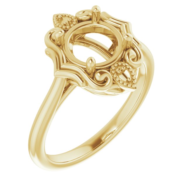 10K Yellow7.4 mm Round Ring Mounting