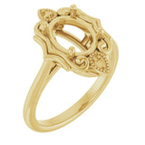 10K Yellow9x7 mm Oval Ring Mounting