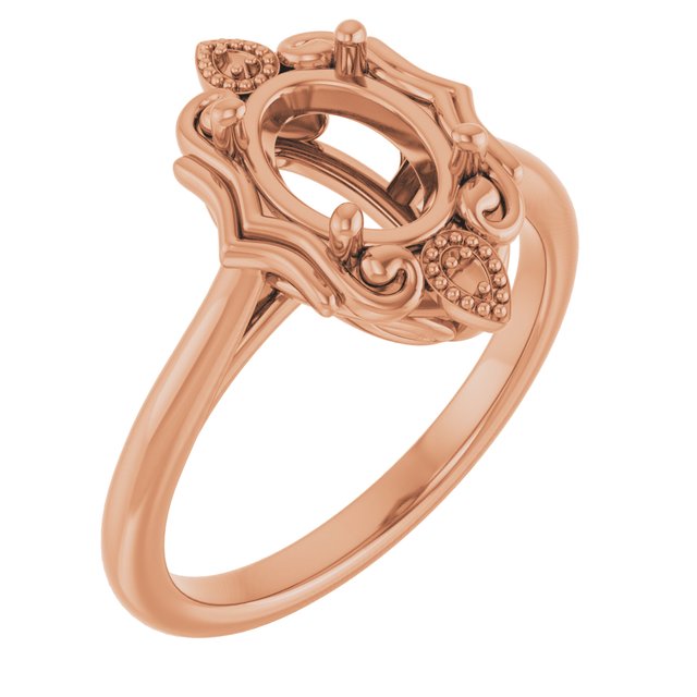 14K Rose8x6 mm Oval Ring Mounting
