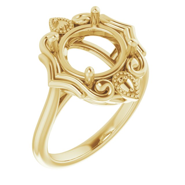 10K Yellow9.4 mm Round Ring Mounting