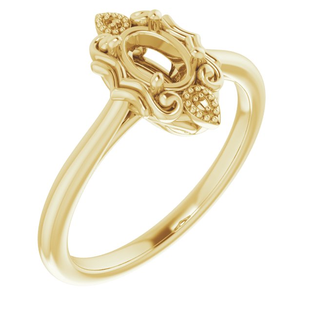 10K Yellow6x4 mm Oval Ring Mounting