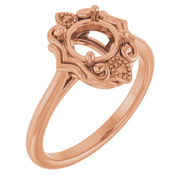 14K Rose6.5 mm Round Ring Mounting