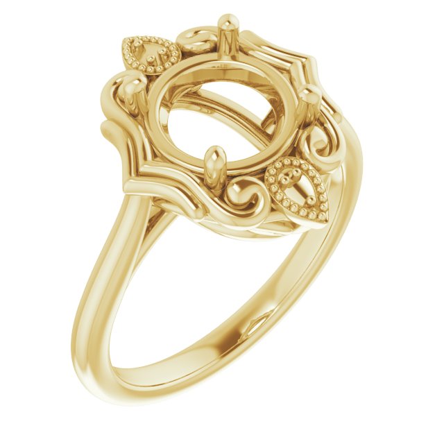 10K Yellow8.2 mm Round Ring Mounting
